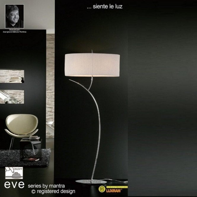 Mantra Eve M1139 Polished Chrome Twin Light Floor Lamp with White Shade