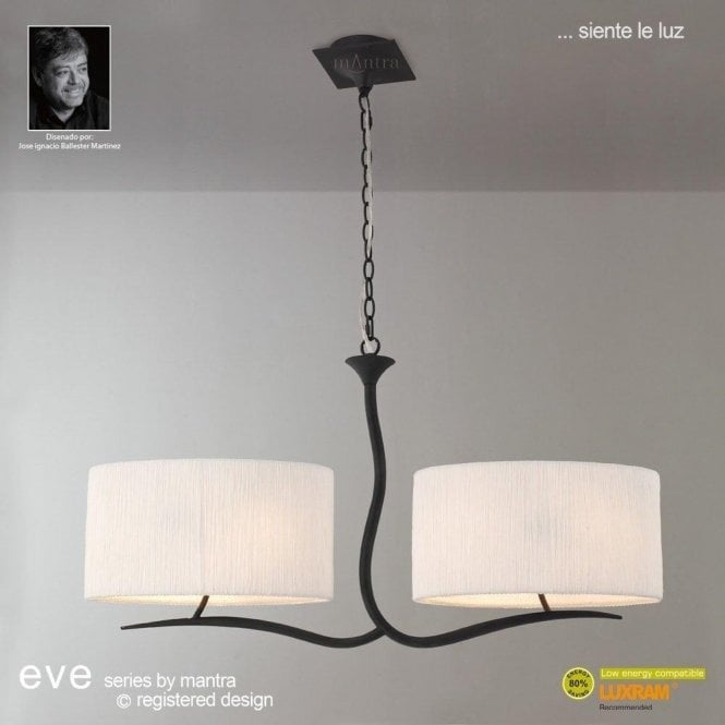 Mantra Eve M1150 Anthracite Four Lamp Pendant with White Shade