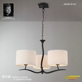 Mantra Eve M1151 Anthracite Three Light Pendant with White Shade