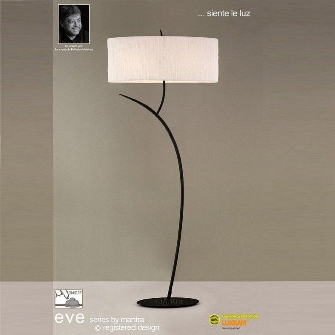 Mantra Eve M1159 Anthracite Twin Light Floor Lamp with White Shade