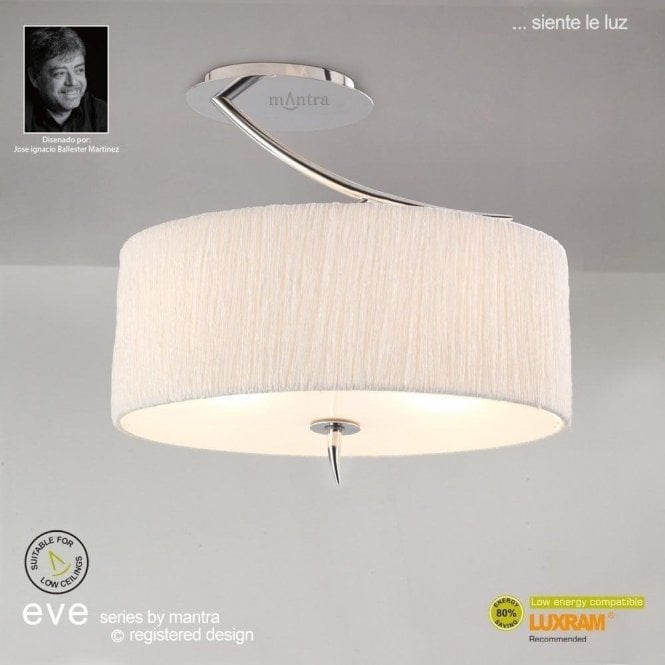 Mantra Eve Semi M1132 Polished Chrome Twin Ceiling Light with White Shade