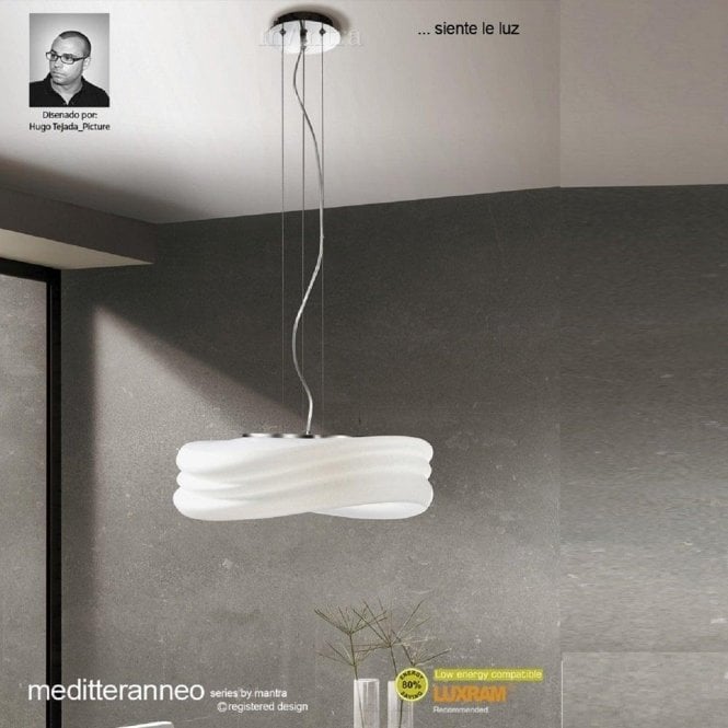 Mantra Mediterraneo M3620 Chrome/Opal Three Light Large Pendant