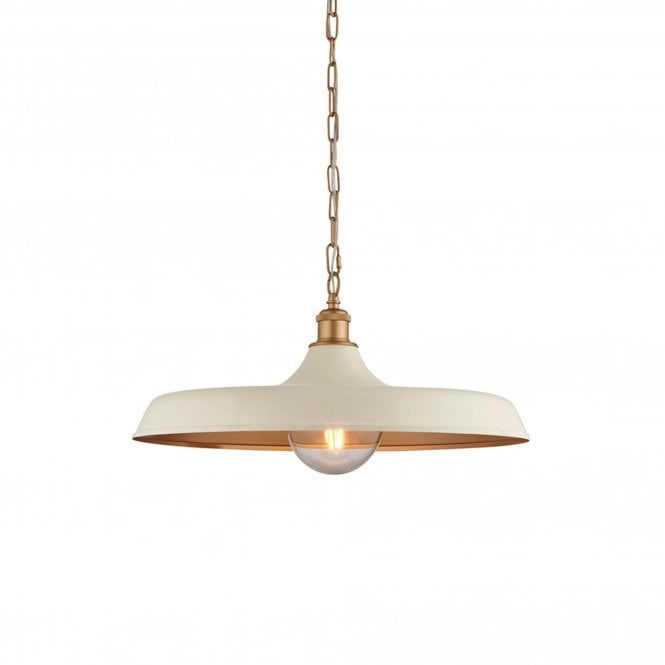 Mid Century Pendant Light, Matt White & Satin Gold