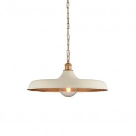 Mid Century Pendant Light, Matt White & Satin Gold