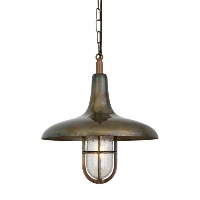 Mira Nautical Pendant Light IP65, Antique Brass