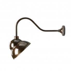 Novo Vintage Swan Neck Sign Wall Light IP23, Antique Brass