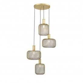 Osiris Pendant Light, 4 Lamps, Gold
