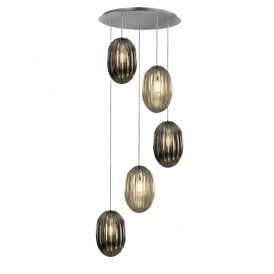 Ovila Pendant Light, 5 Lamps, Smoke/Brandy