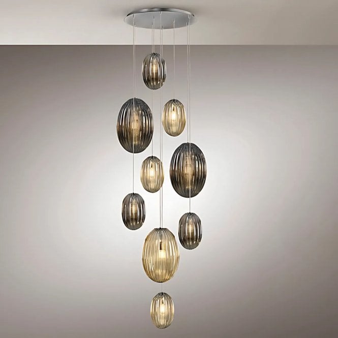Ovila Pendant Light, 9 Lamps, Chrome