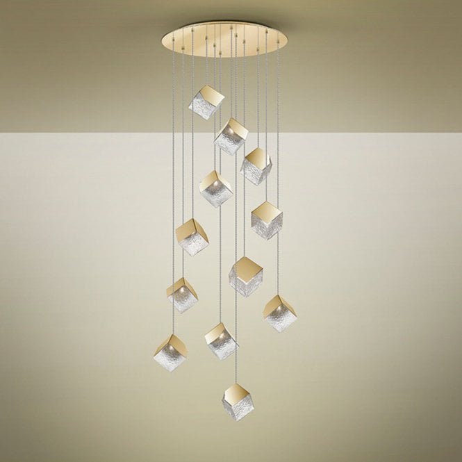 Priscila Pendant Light, 12 Lamps, Gold