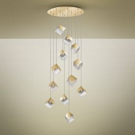 Priscila Pendant Light, 12 Lamps, Gold