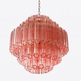 Pure White Lines Palermo Pink Glass Chandelier Brass 9 Light 660mm
