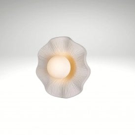 Rivale Bathroom Wall Light with Wavy Ceramic Opal Shade, Matte White Striped IP44