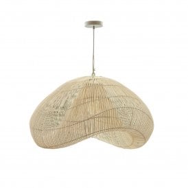 Sabah Pendant Light, White Rattan 80CM