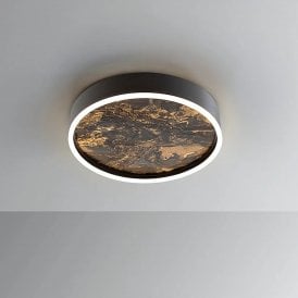 Stone Flush Ceiling Light 40D, Black & Multicolour Slate