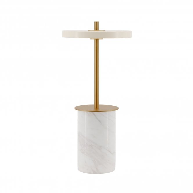 Umage Asteria Move Mini Portable Table Lamp, White Marble & Brass