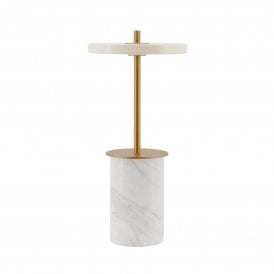 Umage Asteria Move Mini Portable Table Lamp, White Marble & Brass