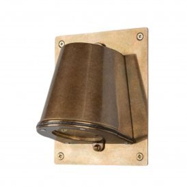 Wade Outdoor Wall Spotlight with Black Plate IP54, Antique Brass